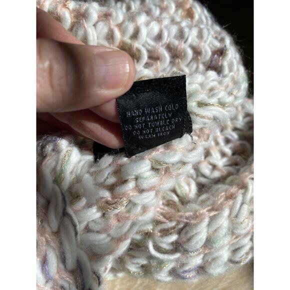 Steve Madden Infinity Scarf Women's One Size Cream Pink Purple Gold Chunky Knit - Picture 5 of 5